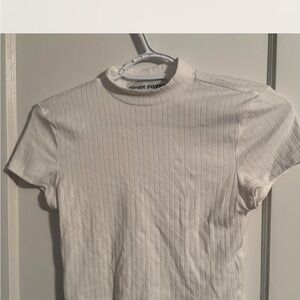 Almost Famous White Ribbed Short Sleeve Tee